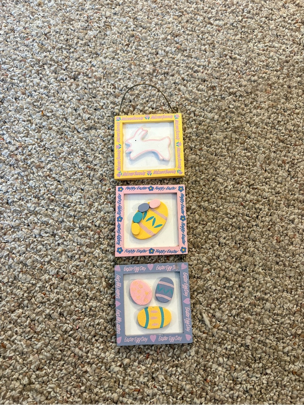 Easter Bunny & Egg Wall Trio - Pastel Yellow, Pink, Blue